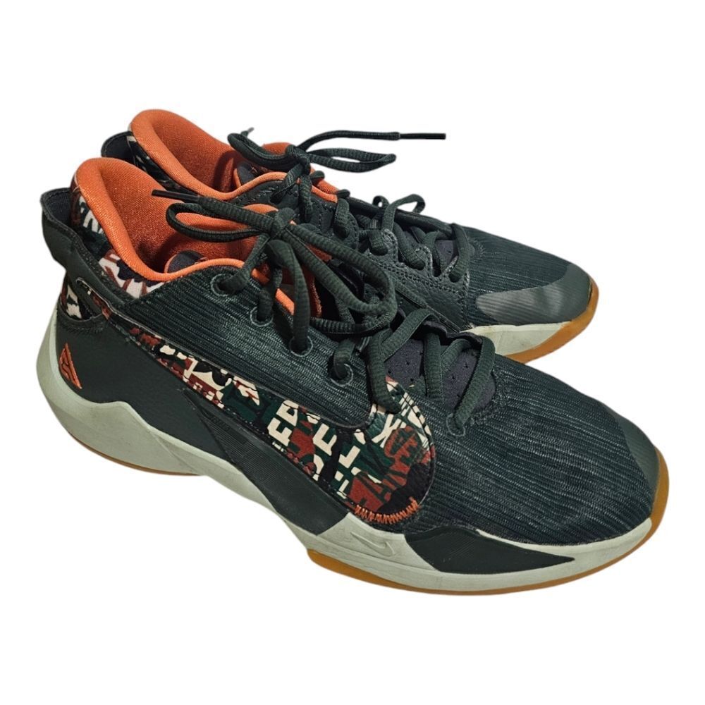 NIKE Zoom Freak 2 Ashiko Sneakers Green Giannis Camo - 6 1/2Y Youth‎